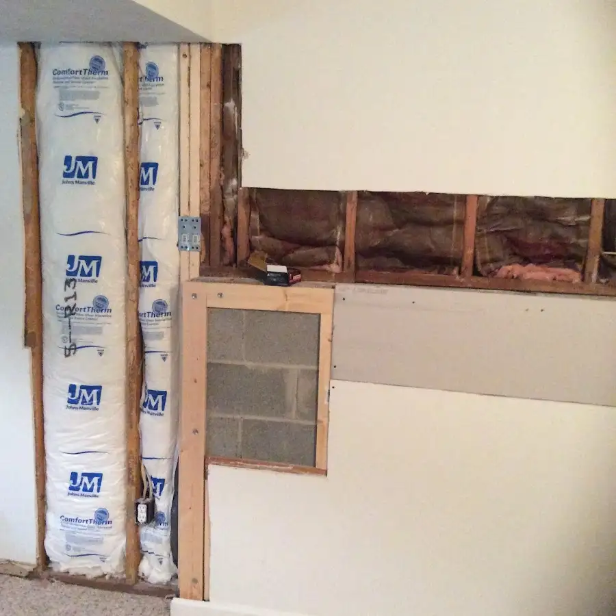 Wall insulation replacement during Basement Flood Cleanup in Colesville